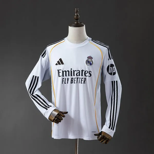 Camiseta de fútbol Real Madrid 2025/26 LOCAL MANGA LARGA VERSION FAN